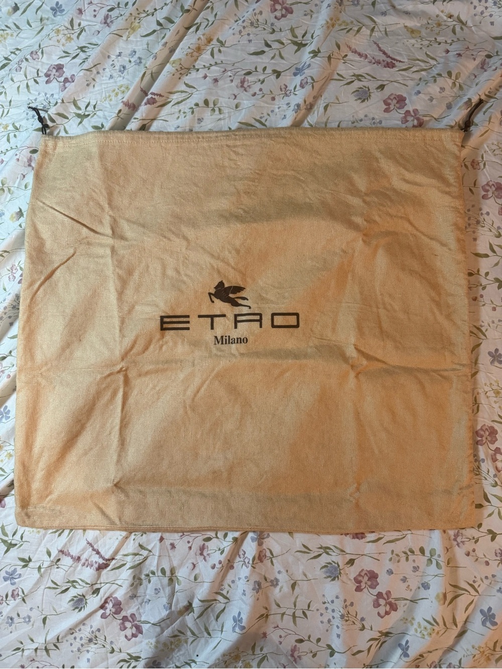 Etro Milano Tan Dust Bag with Black Logo